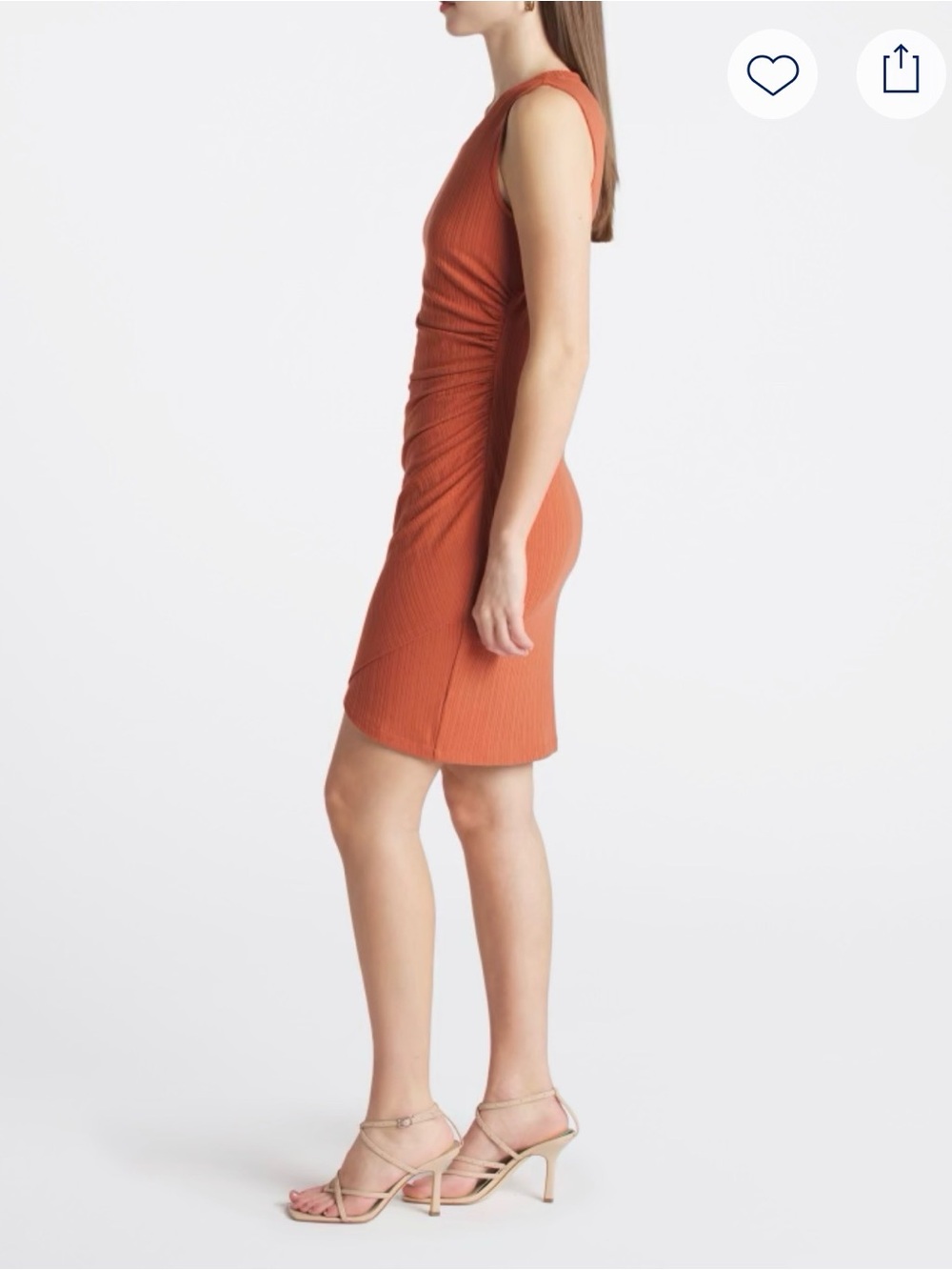 Sleeveless Rust Ruched Midi Dress - Picture 3 of 10